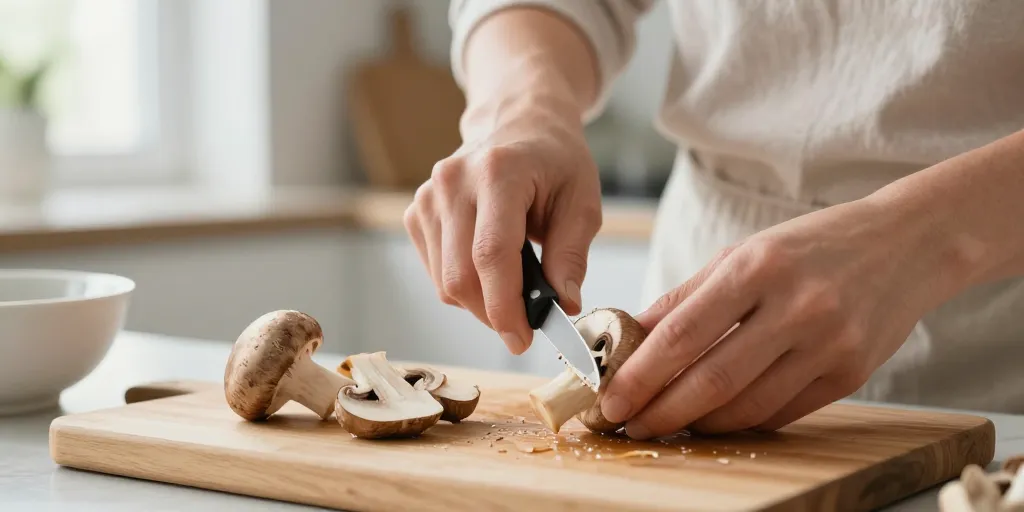 eplucher des champignon