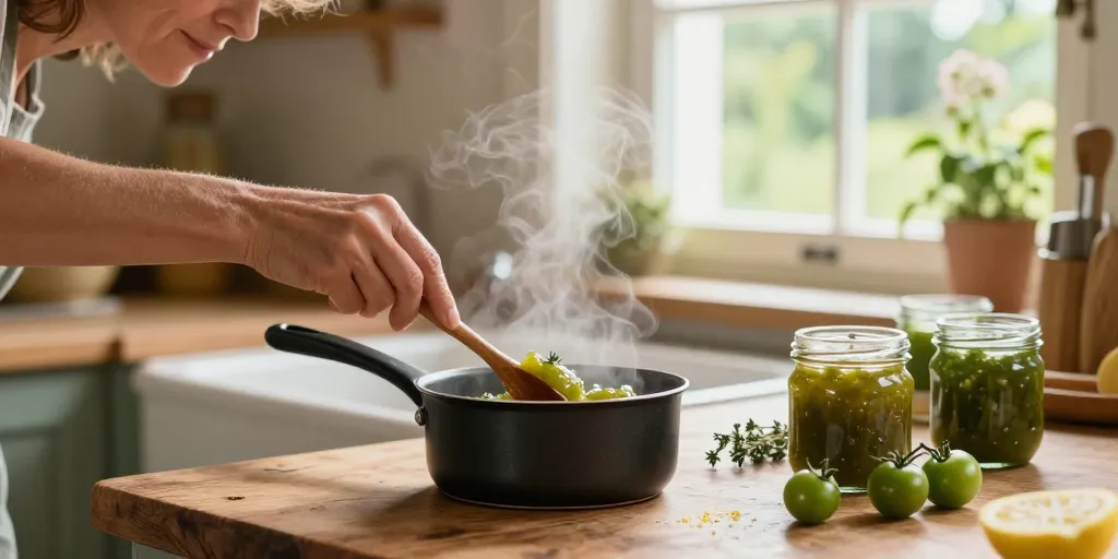 confiture de tomate cerise verte
